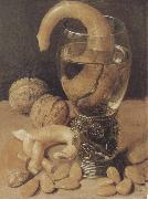 Georg Flegel, Style life with wine glass and pretzel